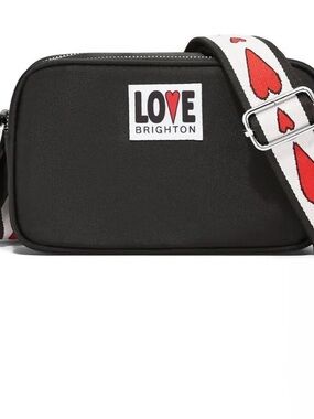 Brighton Black Crossbody with Heart-Print Strap